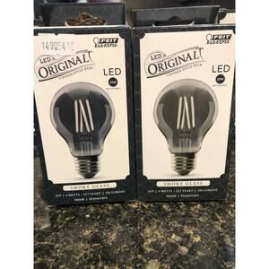 2 FEIT Electric LED Original Vintage Style Bulb smoke glass A19 4w 150 Lumens